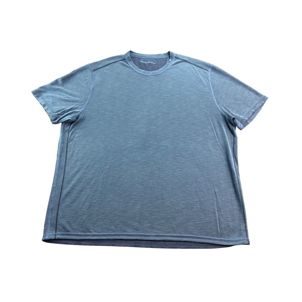 Tommy Bahama Mens‎ Short Sleeve T Shirt Blue Textured Golf Casual Size 3XL Top